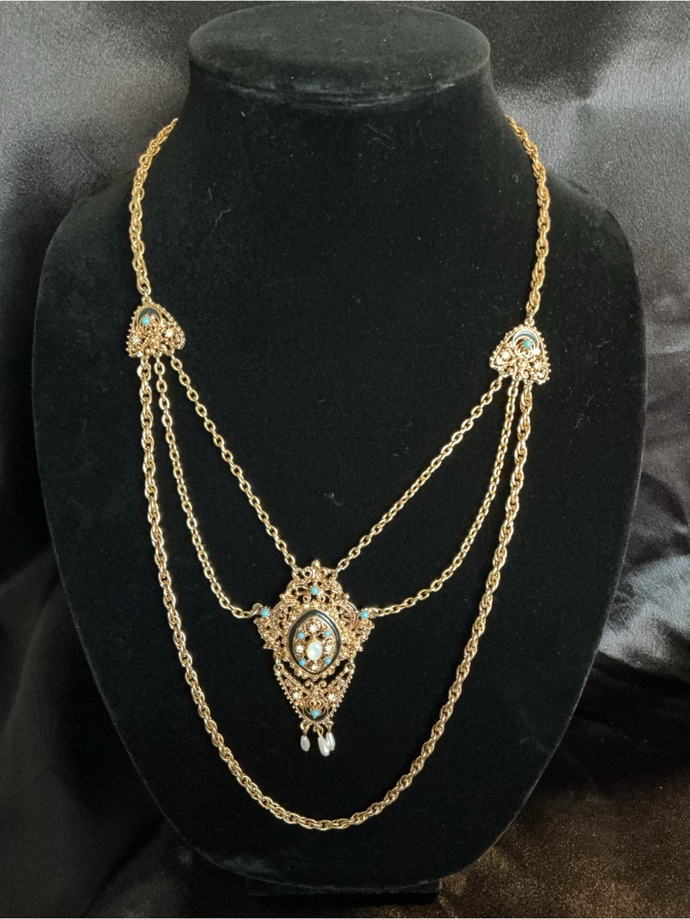 Vintage Florenza Gold-Tone Layered Festoon Necklace